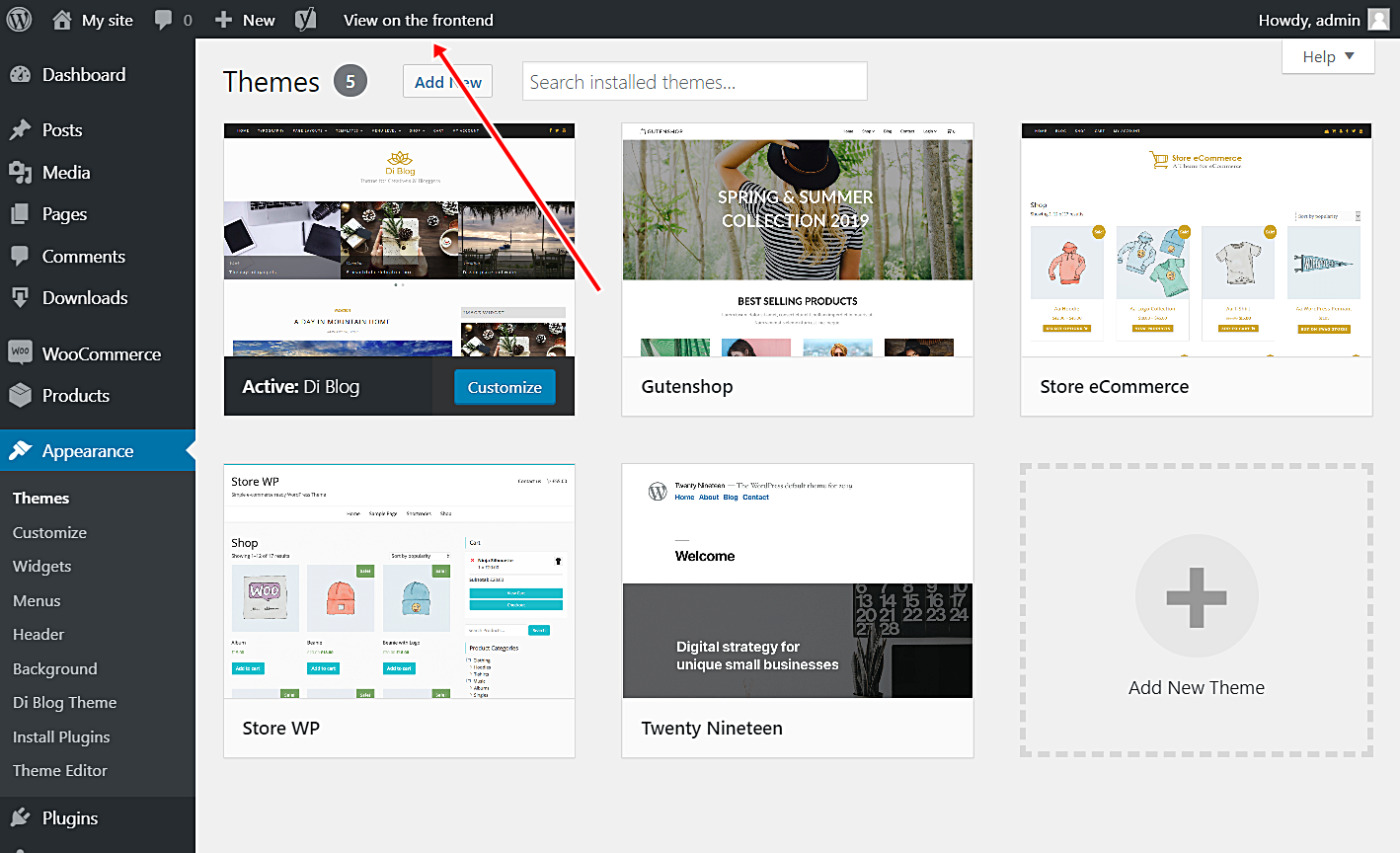 wordpress instalar temas desde el frontend