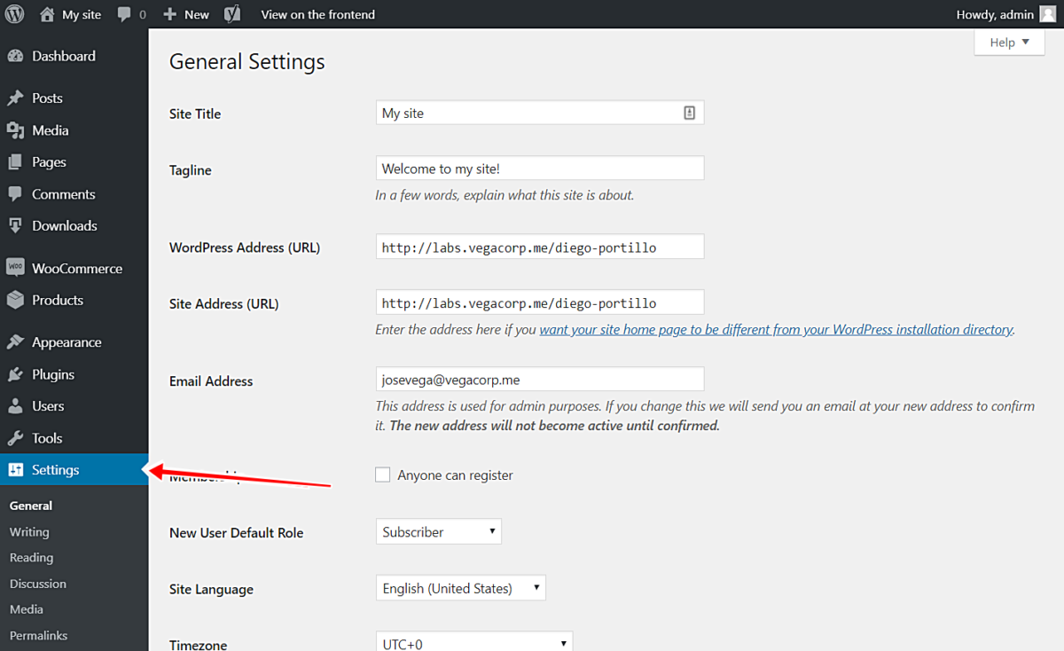 Change Site Settings from the Frontend in WordPress