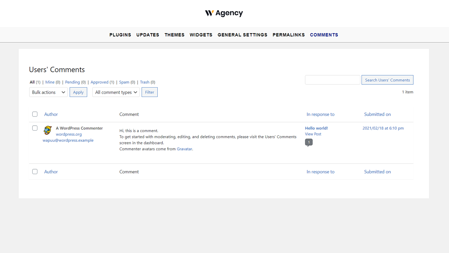WordPress - Manage User Comments on the Frontend