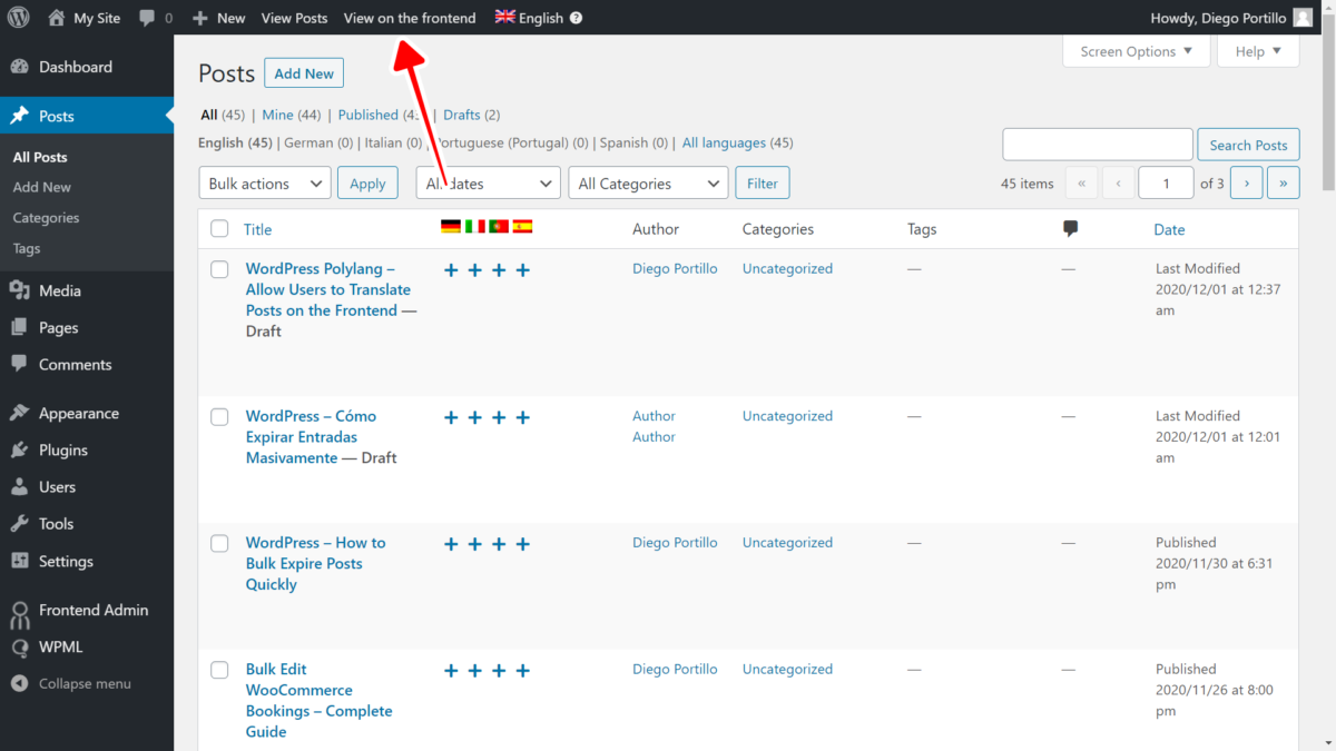 WordPress - Allow Frontend Post Submissions - WP Frontend Admin