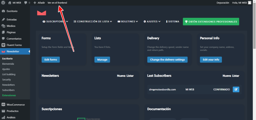 Cómo Crear y Enviar Boletines desde el Frontend - WP Frontend Admin